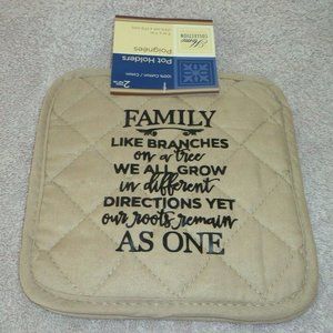 Two Potholders,Family,Beige,7in.X7in.,Cotton